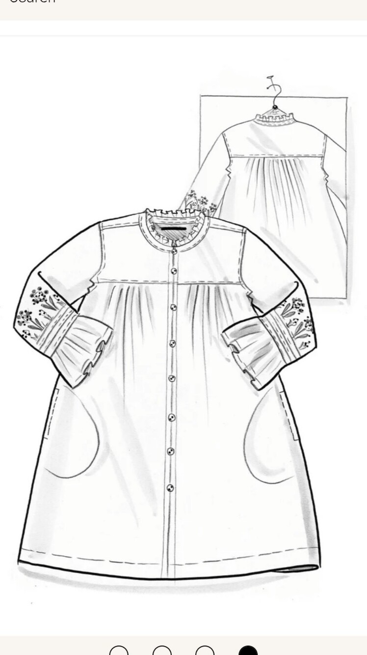 Gudrun Sjoden M Kiruna Linen Cotton Button-Front Tunic Floral Embroidery - Picture 8 of 11